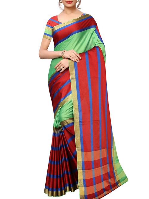 striped woven saree with blouse - 15890574 - Very Small Image - 1