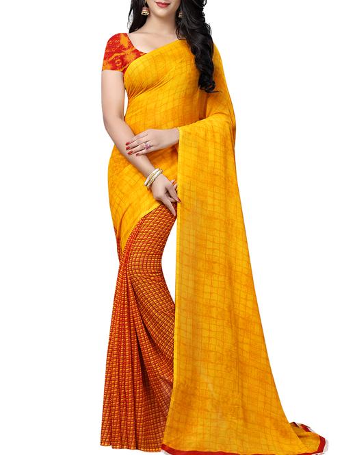 checkered half & half saree with blouse - 15890637 - Very Small Image - 1