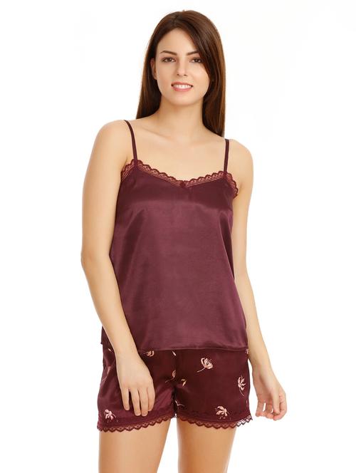 lace trim nightwear shorts set - 15890840 - Very Small Image - 1