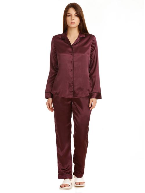maroon nightwear pajama set - 15890842 - Very Small Image - 1
