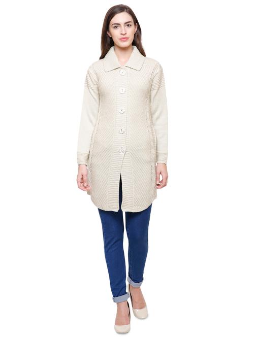 shirt collar woolen cardigan - 15891066 - Very Small Image - 1