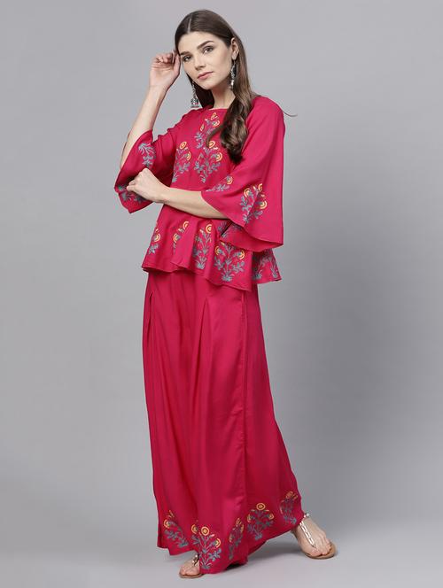 hand block printed kurta with palazzo set - 15891768 - Very Small Image - 1