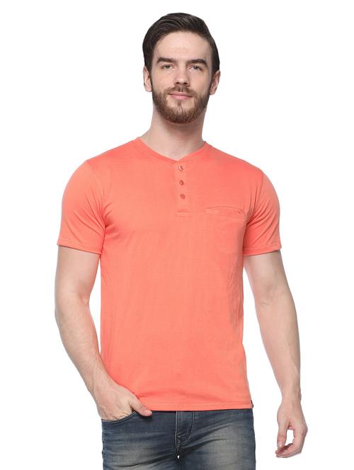 orange cotton blend pocket t-shirt - 15892955 - Very Small Image - 1