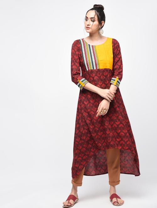 high low printed kurta - 15894034 - Very Small Image - 1