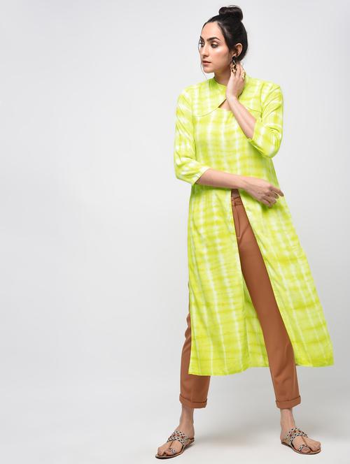 high slit shibori kurta - 15894045 - Very Small Image - 1