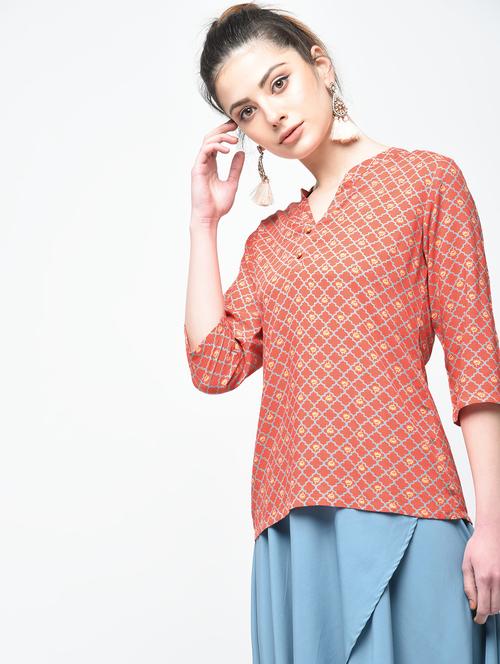 moroccan print button detail top - 15894136 - Very Small Image - 1