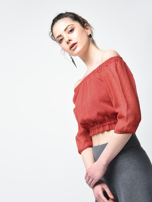 women's crop off shoulder top - 15894139 - Very Small Image - 1