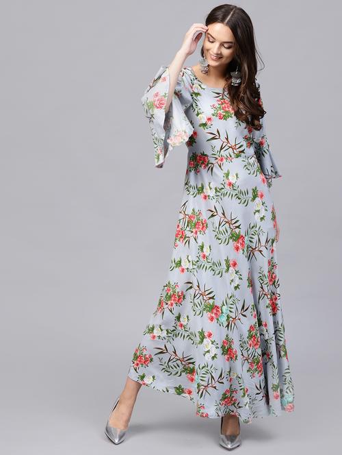 a-line floral bell sleeves dress - 15894287 - Very Small Image - 1