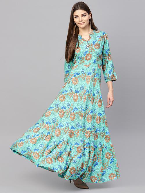 a-line printed dress - 15894299 - Very Small Image - 1