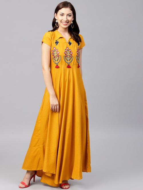 embroidered flared ethnic dress - 15894366 - Very Small Image - 1
