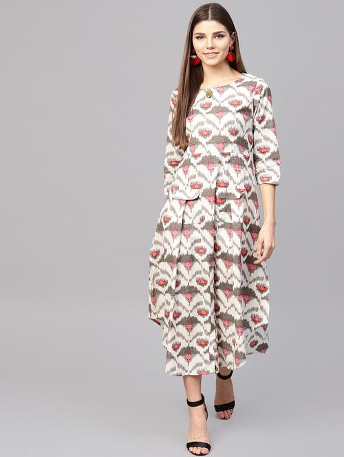 ikat flared ethnic dress - 15894374 - Very Small Image - 1