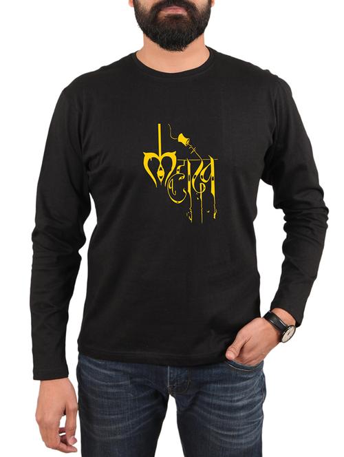 black cotton chest print t-shirt - 15894405 - Very Small Image - 1