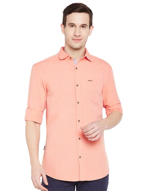 orange solid casual shirt - 15894579 - Very Small Image - 1