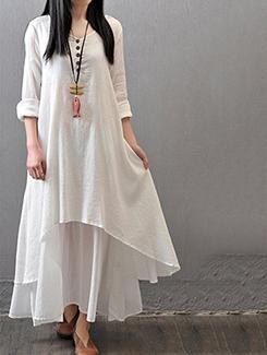 solid asymmetric layered dress - 15894695 - Very Small Image - 1