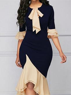contrast ruffle detail asymmetric dress - 15894710 - Very Small Image - 1