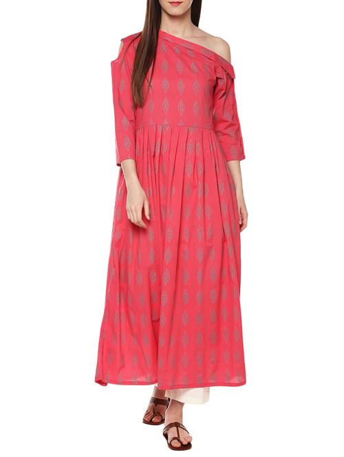 flared one shoulder down dress - 15896941 - Very Small Image - 1
