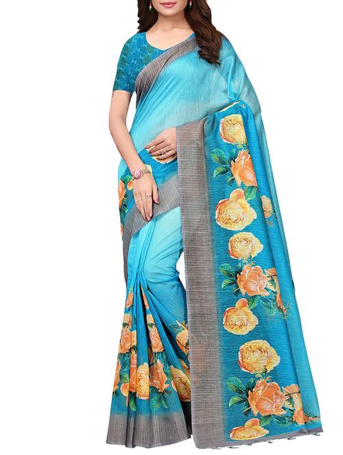 floral printed saree with blouse - 15897171 - Very Small Image - 1