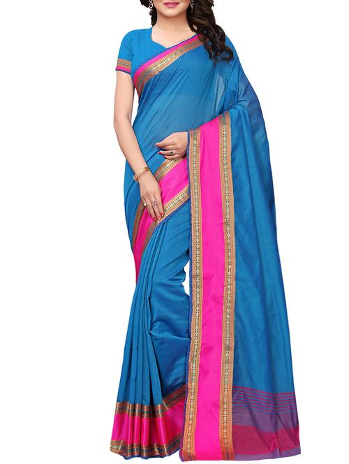 solid woven saree with blouse - 15897176 - Very Small Image - 1