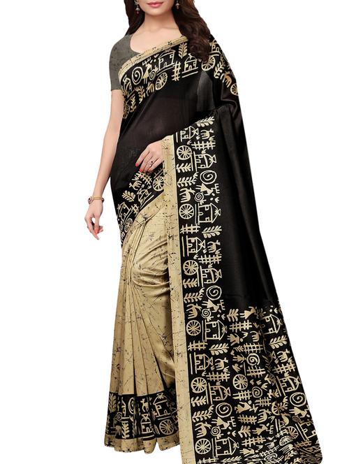 warli printed half & half saree with blouse - 15897180 - Very Small Image - 1