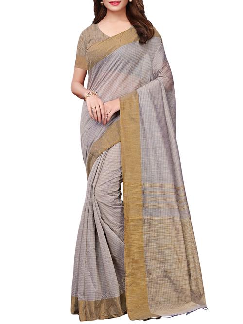 solid woven saree with blouse - 15897205 - Very Small Image - 1
