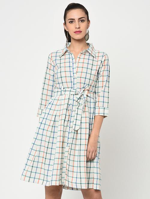 checkered tie belted dress - 15897377 - Very Small Image - 1