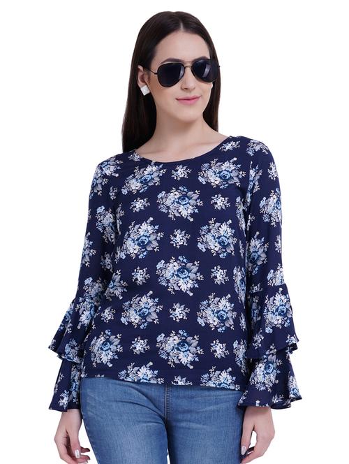 layered bell sleeved floral top - 15897393 - Very Small Image - 1