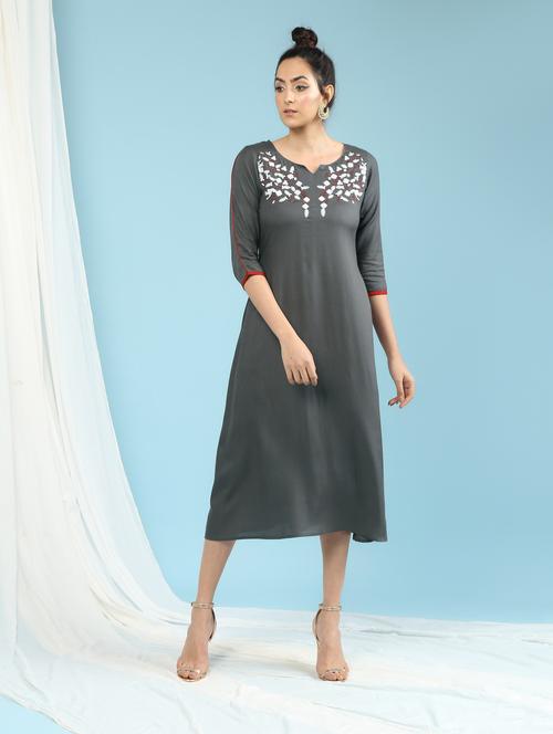 embroidered a-line dress - 15897716 - Very Small Image - 1