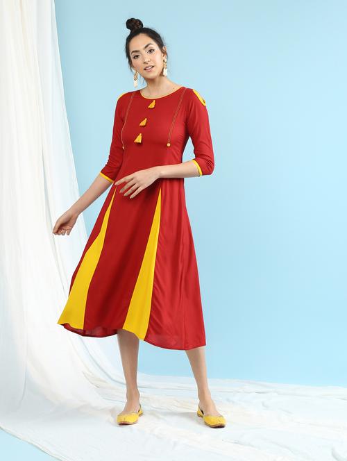 color block a-line dress - 15897718 - Very Small Image - 1