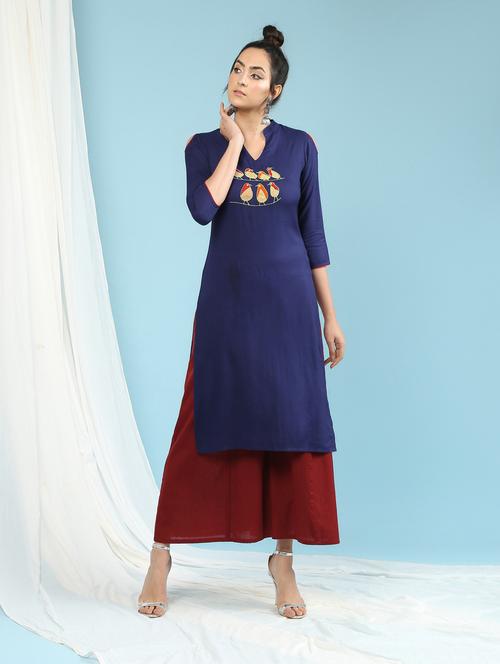 embroidered straight kurta - 15897719 - Very Small Image - 1