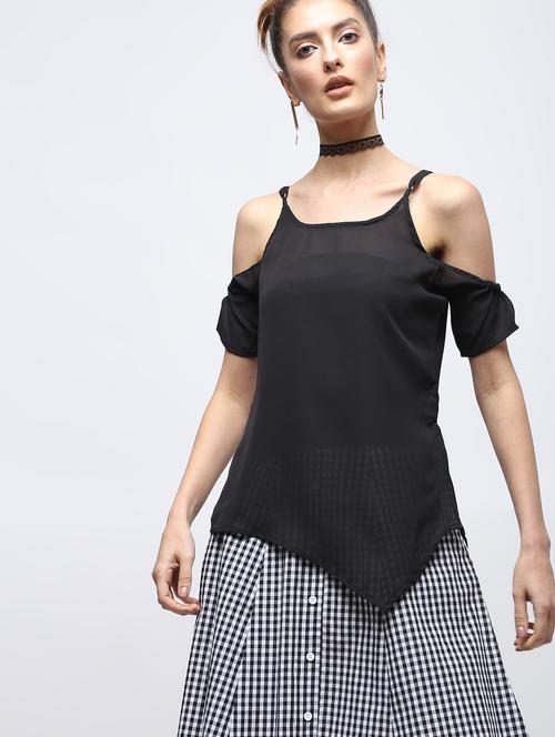 cold shoulder asymmetric top - 15897817 - Very Small Image - 1