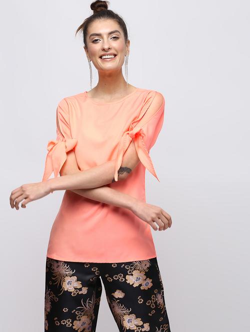 tie up sleeved cut out back top - 15897821 - Very Small Image - 1