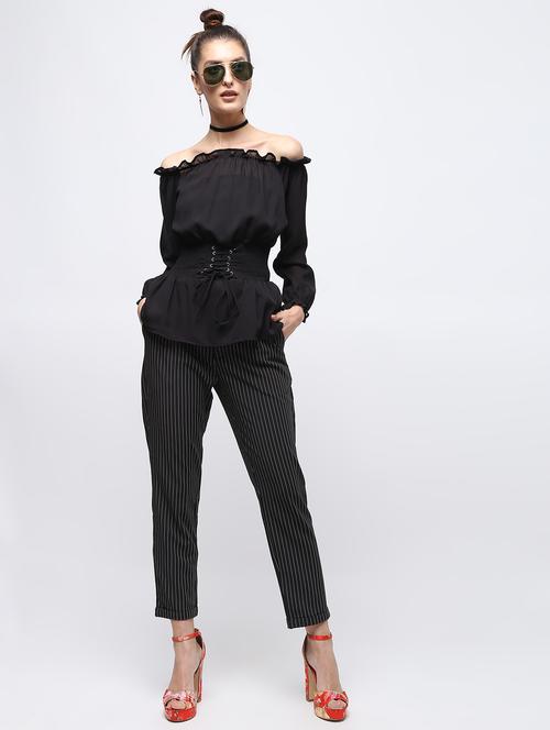 corset belt detail off shoulder top - 15897838 - Very Small Image - 1