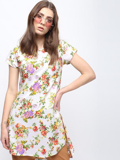 floral side slit high low tunic - 15897861 - Very Small Image - 1