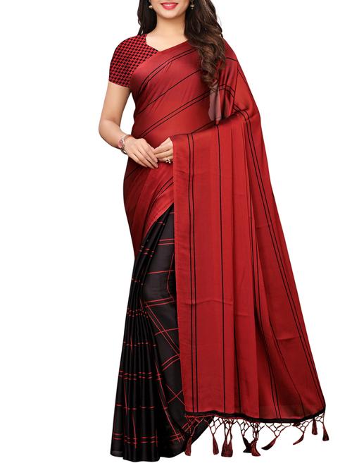 striped printed saree with blouse - 15898103 - Very Small Image - 1