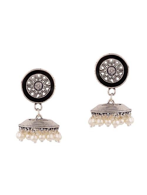 silver brass jhumka earring - 15899636 - Very Small Image - 1
