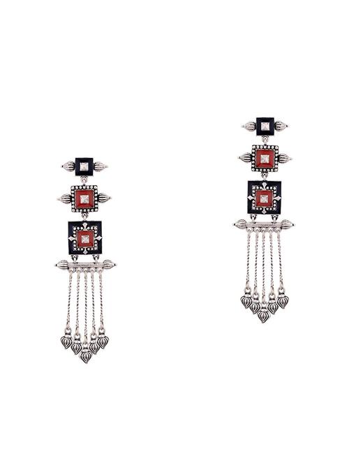 silver brass drop earring - 15899664 - Very Small Image - 1