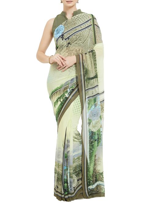 abstract printed saree with blouse - 15899918 - Very Small Image - 1