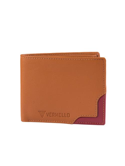 tan 2 fold leatherette wallet - 15900321 - Very Small Image - 1