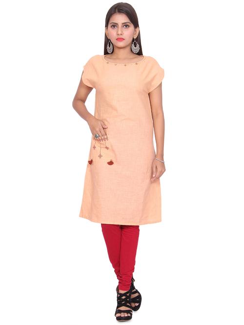 a-line embroidered kurta with tassels - 15900452 - Very Small Image - 1