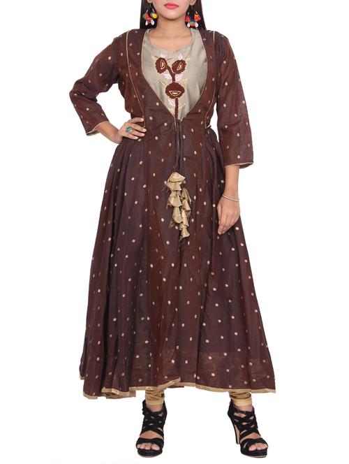 layered embroidered kurta with tassels - 15900479 - Very Small Image - 1