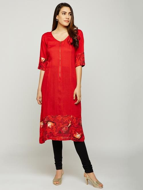 digital floral printed straight kurta - 15900697 - Very Small Image - 1