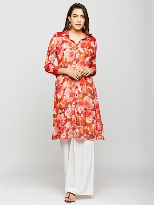 digital floral printed a-line kurta - 15900700 - Very Small Image - 1