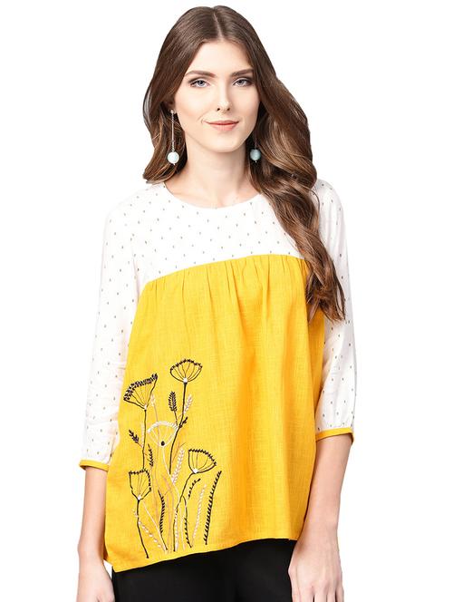 embroidered gather detail top - 15900711 - Very Small Image - 1