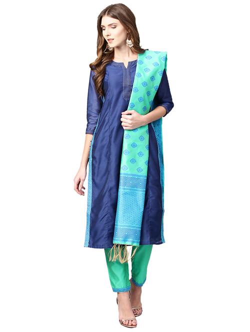 chanderi kurta pant with dupatta set - 15900738 - Very Small Image - 1