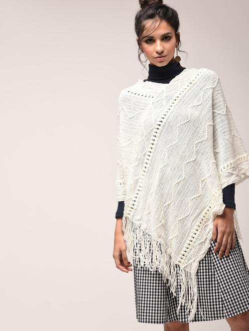 fringed hem knitted poncho - 15900885 - Very Small Image - 1