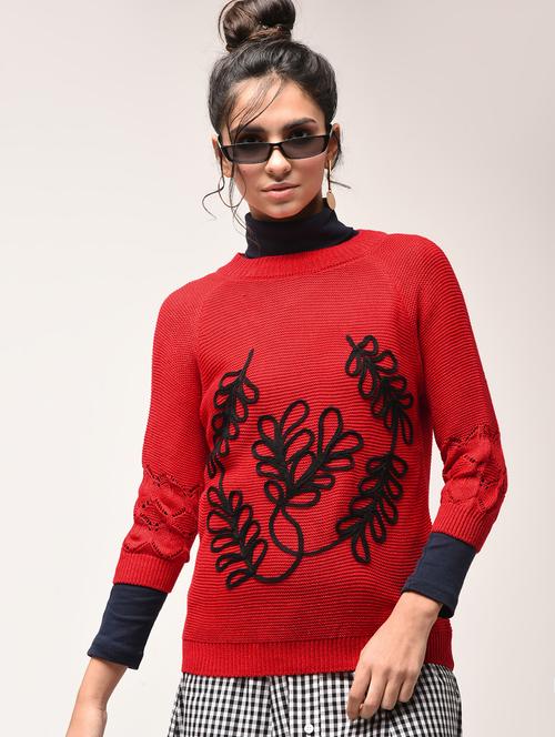 lace detail ribbed pullover - 15900948 - Very Small Image - 1