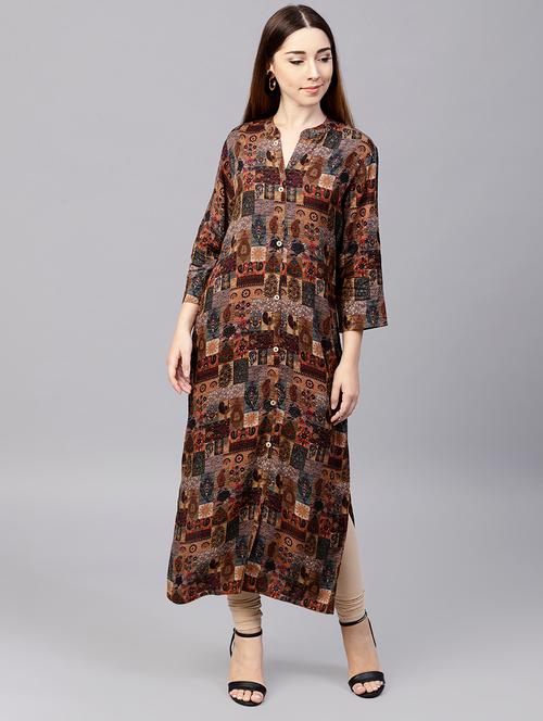 printed straight kurta - 15901514 - Very Small Image - 1