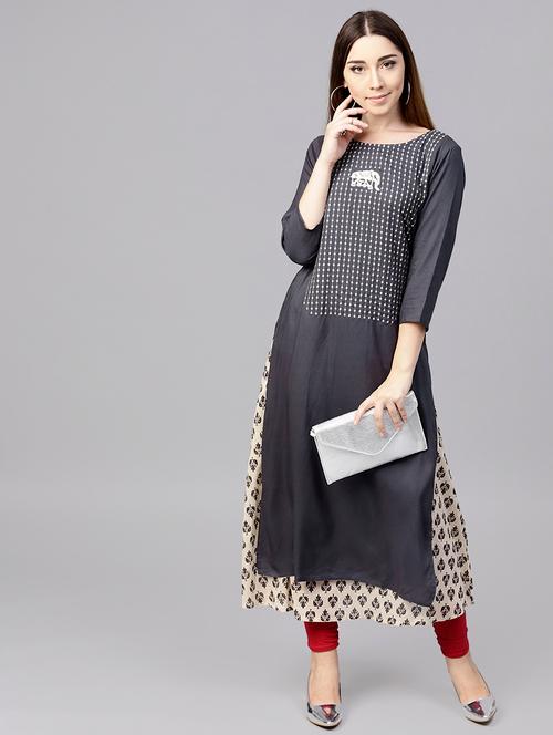layered embroidered kurta - 15901524 - Very Small Image - 1