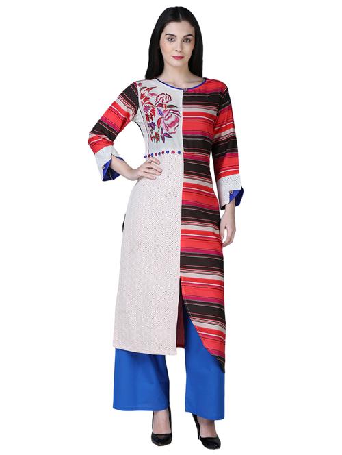 asymmetric stripes kurta - 15901769 - Very Small Image - 1