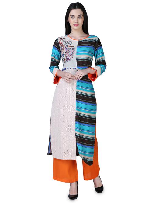 asymmetric stripes kurta - 15901770 - Very Small Image - 1